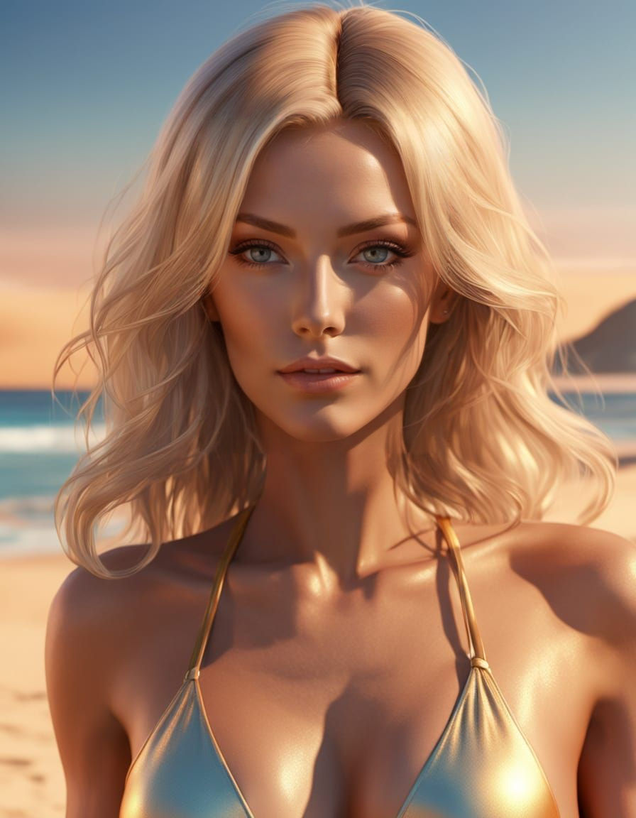 Blonde Woman in Bikini: An AI-Generated Image