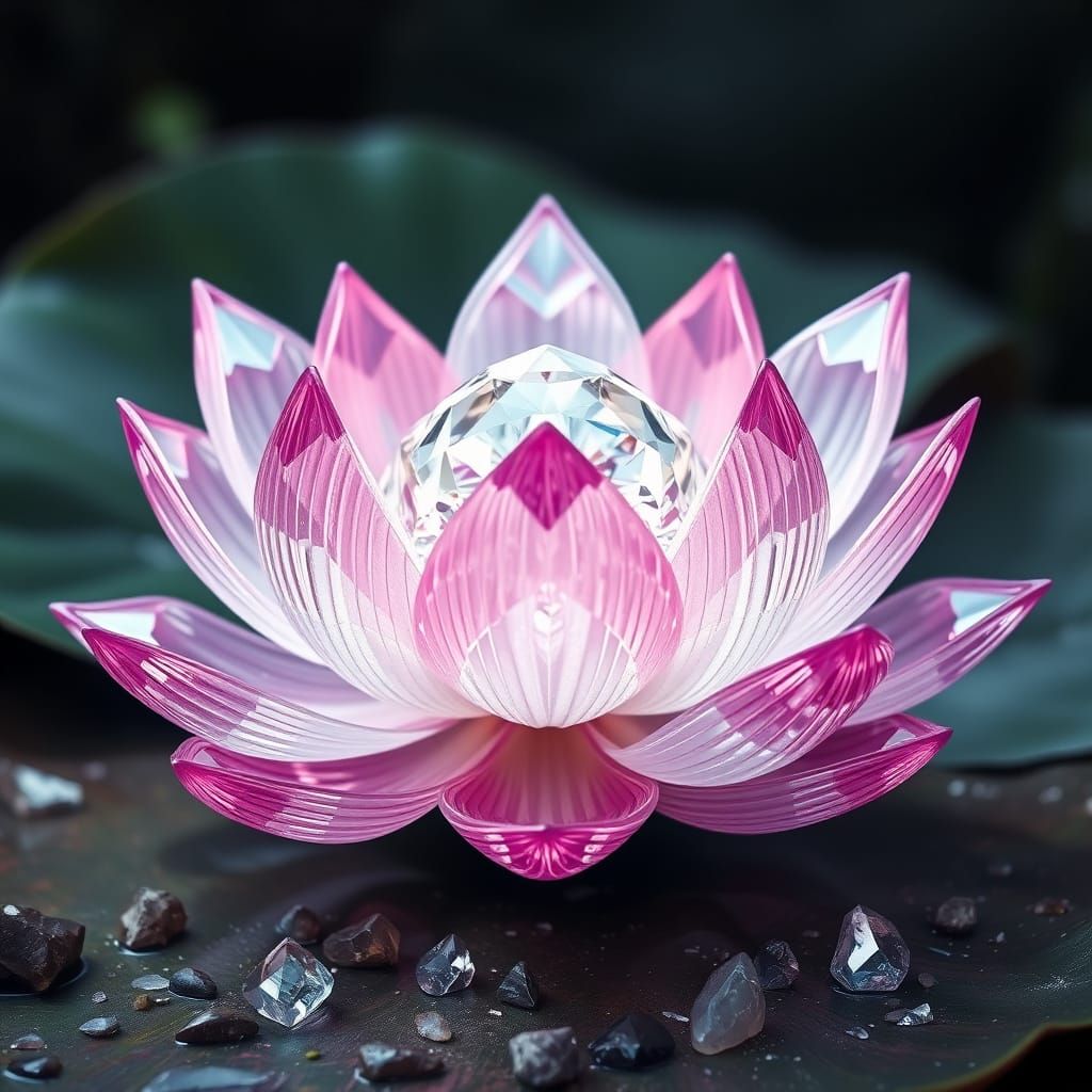 Diamond Lotus Flower in a Crystal Kingdom