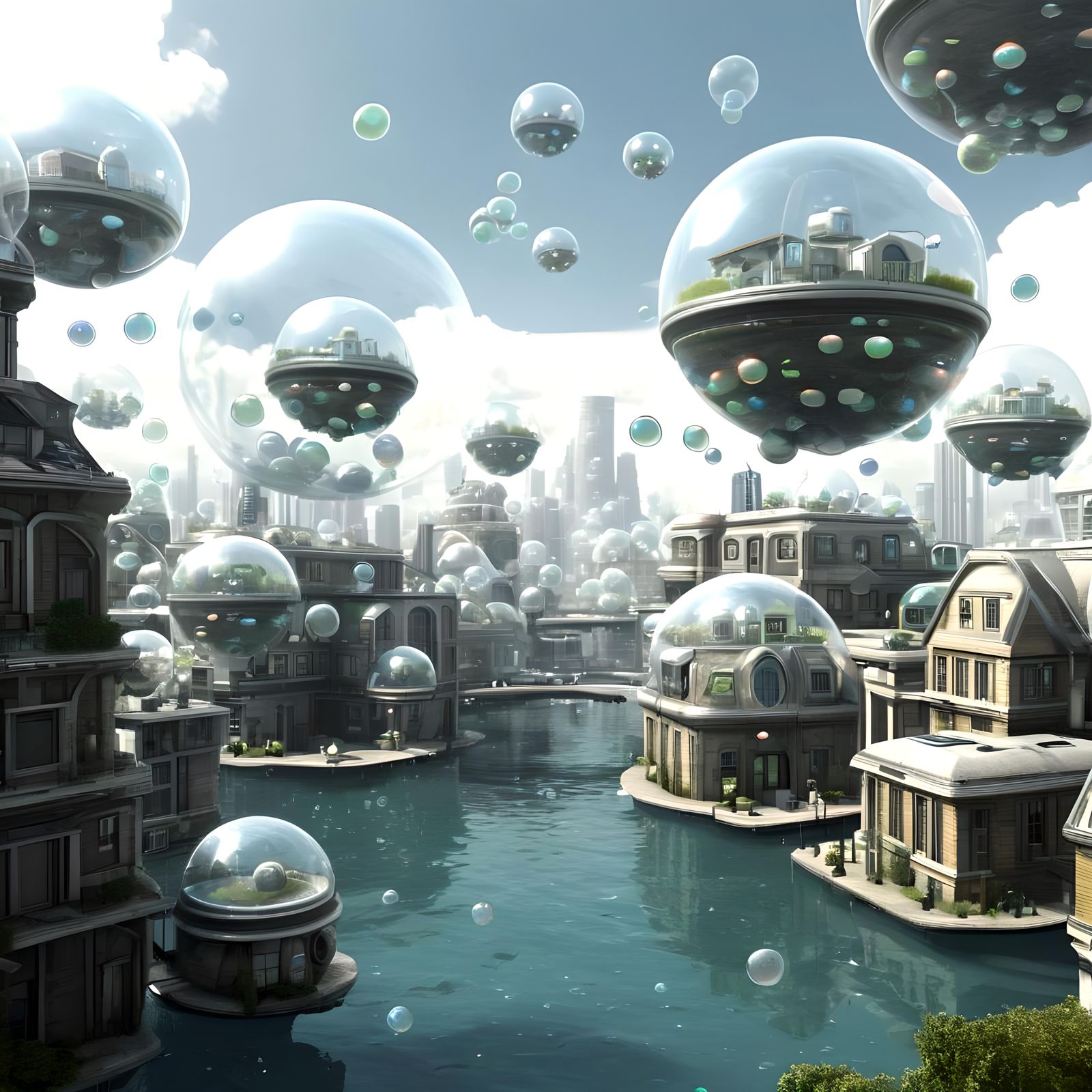 Futuristic Alien City with Bubble Homes