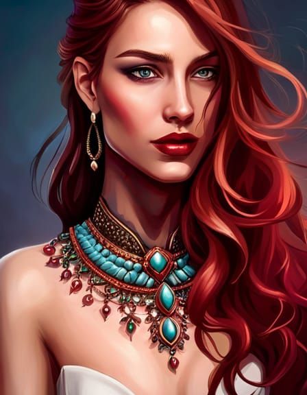 Warrior Woman with Lilies in Pre-Raphaelite Style