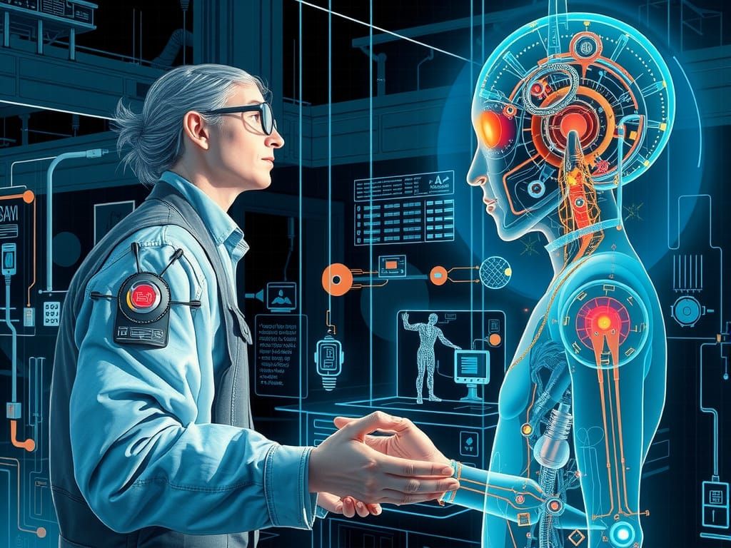 Inventor and Holographic Assistant Hand Drawn Masterpiece