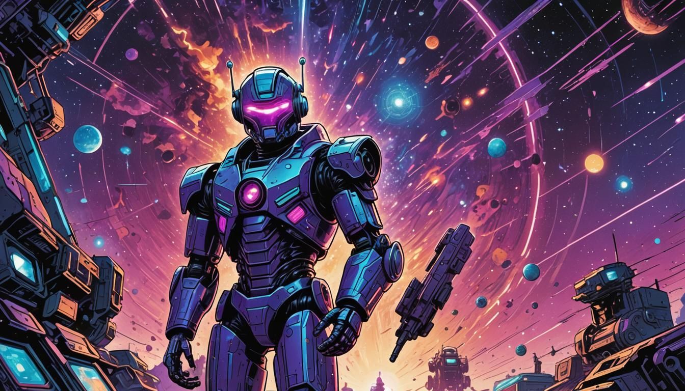 Futuristic Spaceship Soaring Through Vibrant Starfield