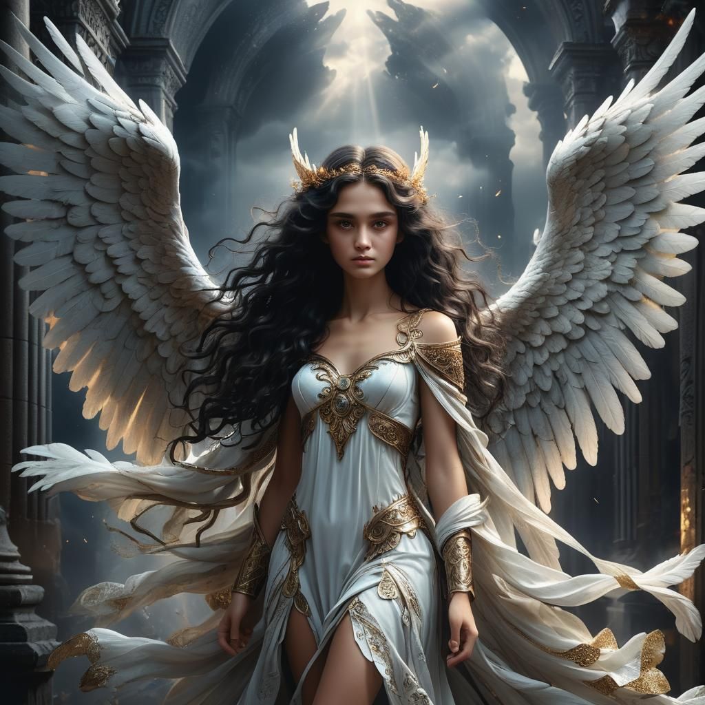 Beautiful Angel with Wings: Digital Matte Painting