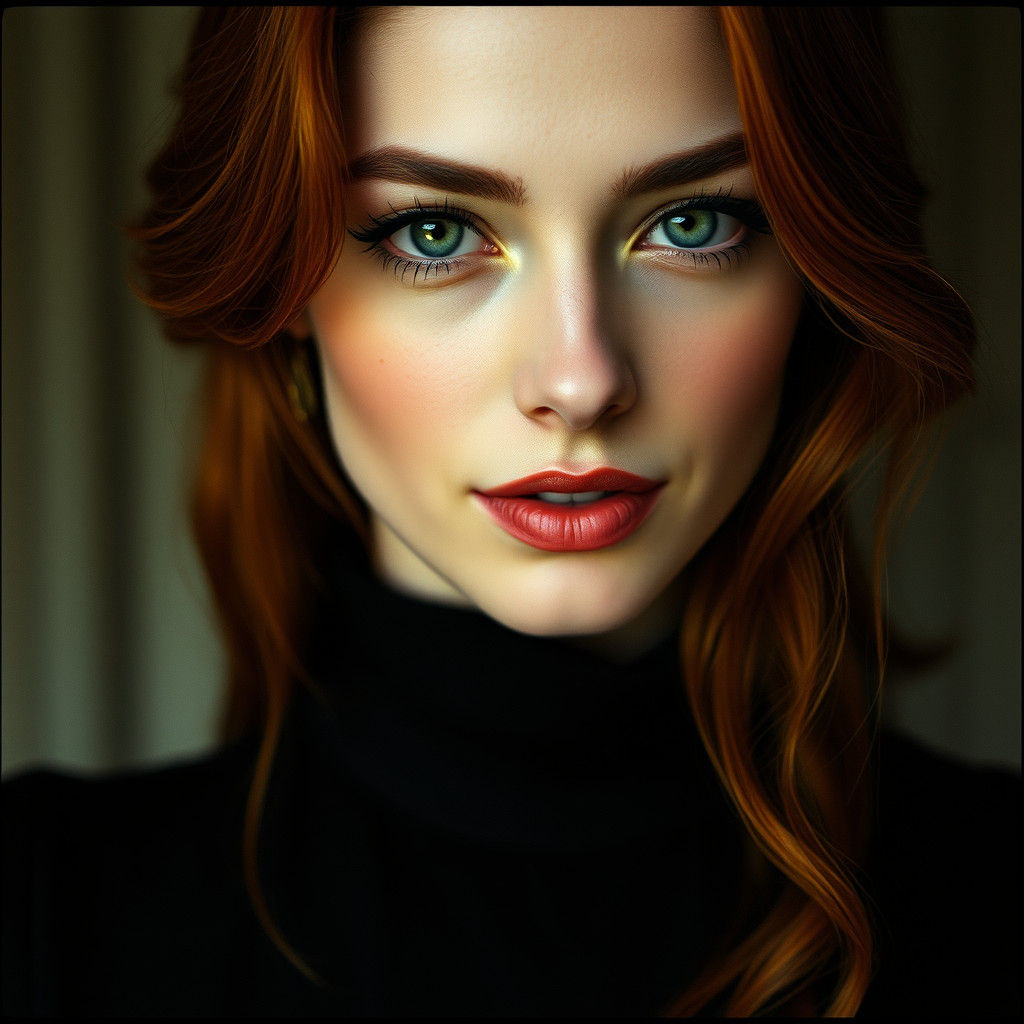 Classic Beauty with Emerald Eyes in Cinematic Style