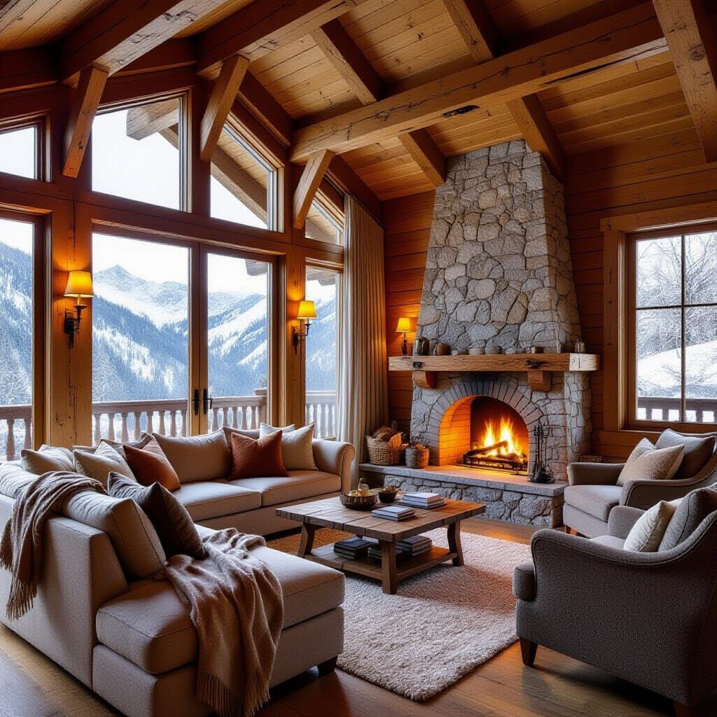 Cozy Chalet with Fireplace and Snowy Alps View