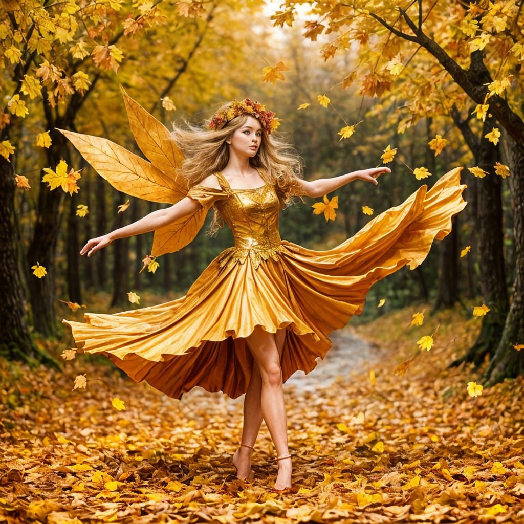 Autumn Fairy Dancing in Golden Light