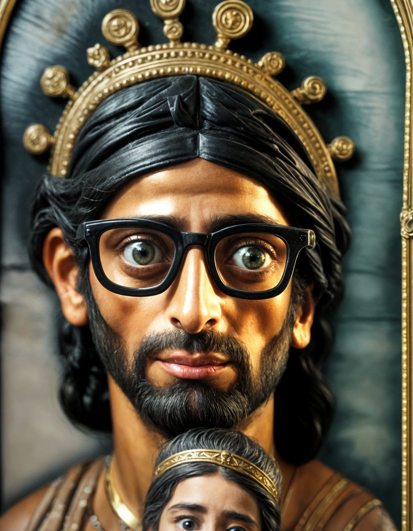 Bizantinian Madonna with Naive Watercolor Style