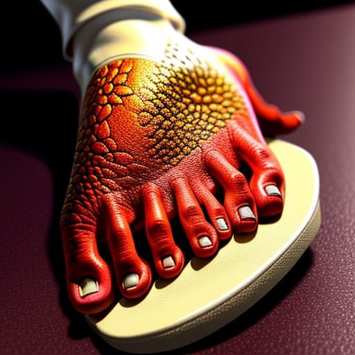 Tinea Pedis Medical Illustration: Detailed Foot Anatomy