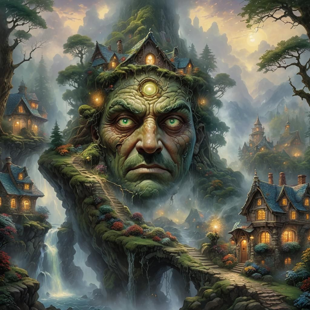 Ethereal Cyclops in a Hyperdetailed Fantasy Landscape