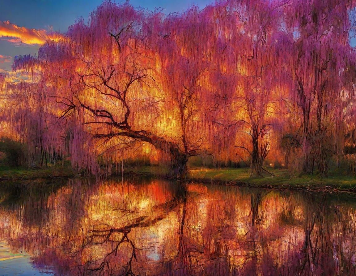 Golden Sunset Reflection in Outer Space