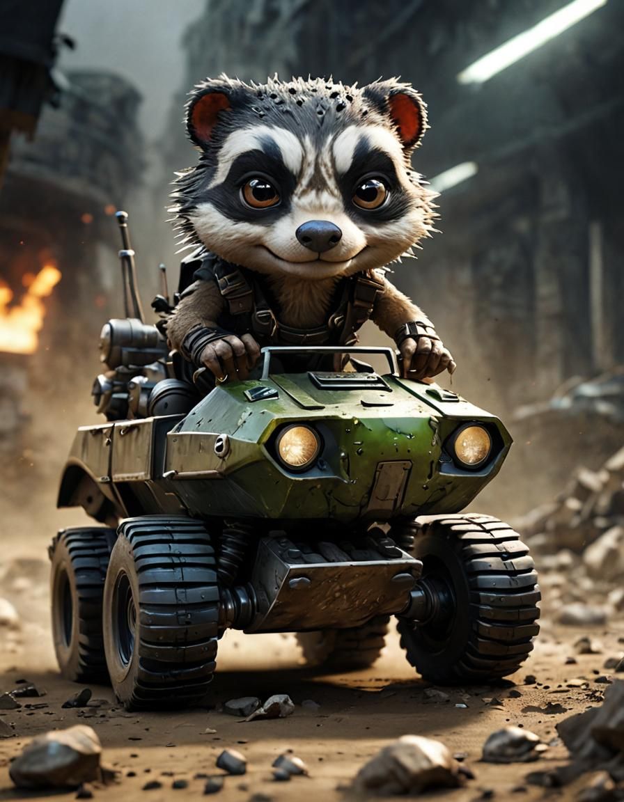 Badger Races Frog Tank in Apocalyptic Mad Max Style