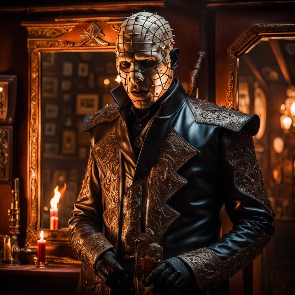 African-American Pinhead in Western Saloon with Hellscape