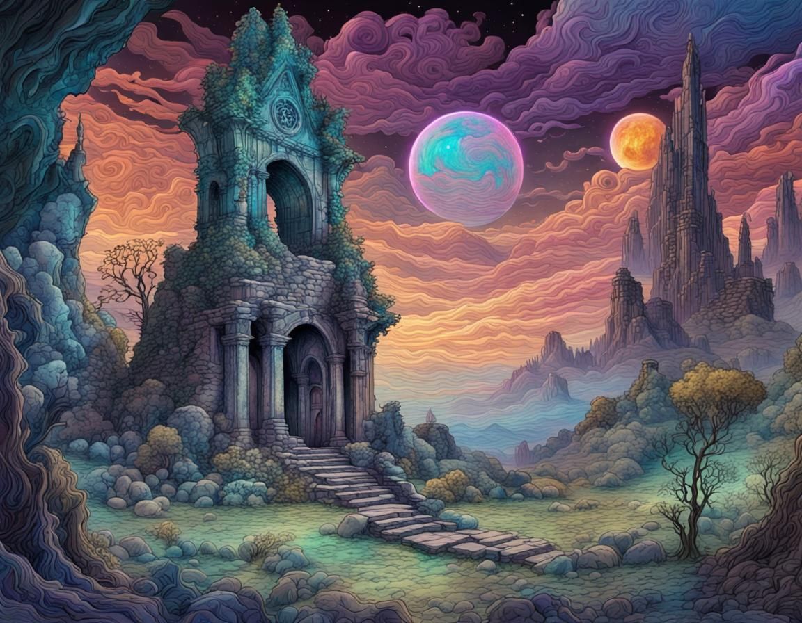 Spirit World Ruins in Cosmic Astral Style