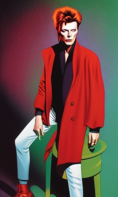 David Bowie Portrait in Comic Book Style