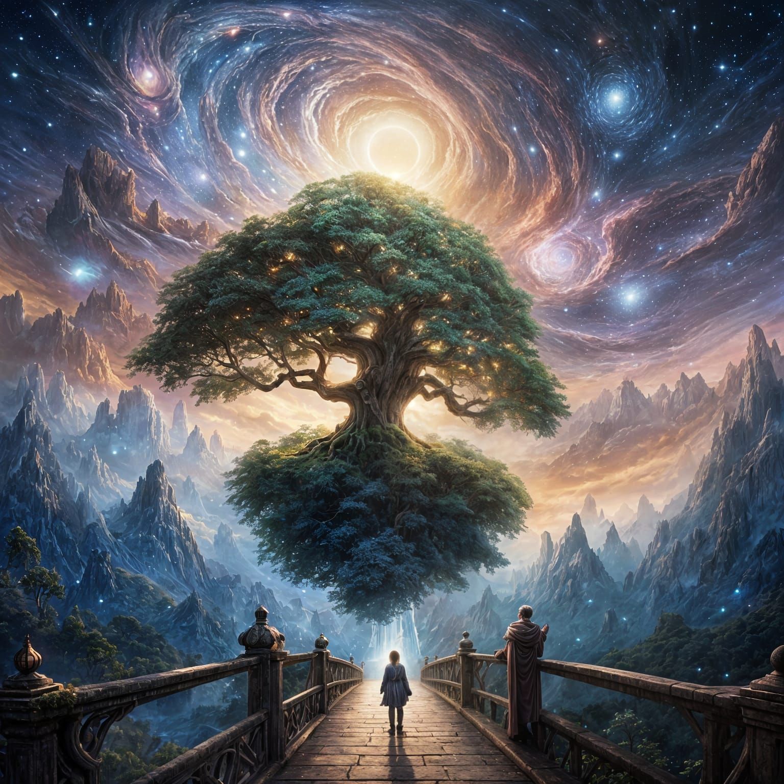 Celestial Tree of Galaxies in Dreamlike Fantasy