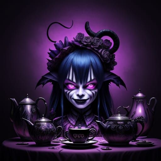 Surreal Gothic Nightmare: Alice's Distorted Face in a Twiste...