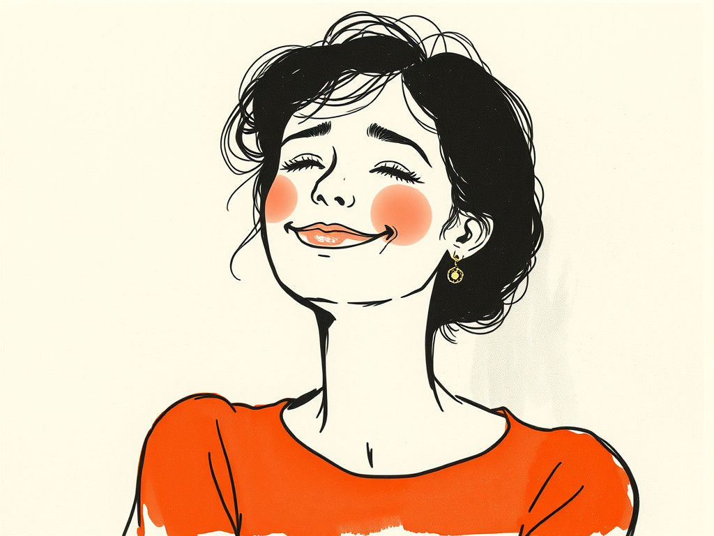 Minimalist Drawing of Happiness in Schiele Style