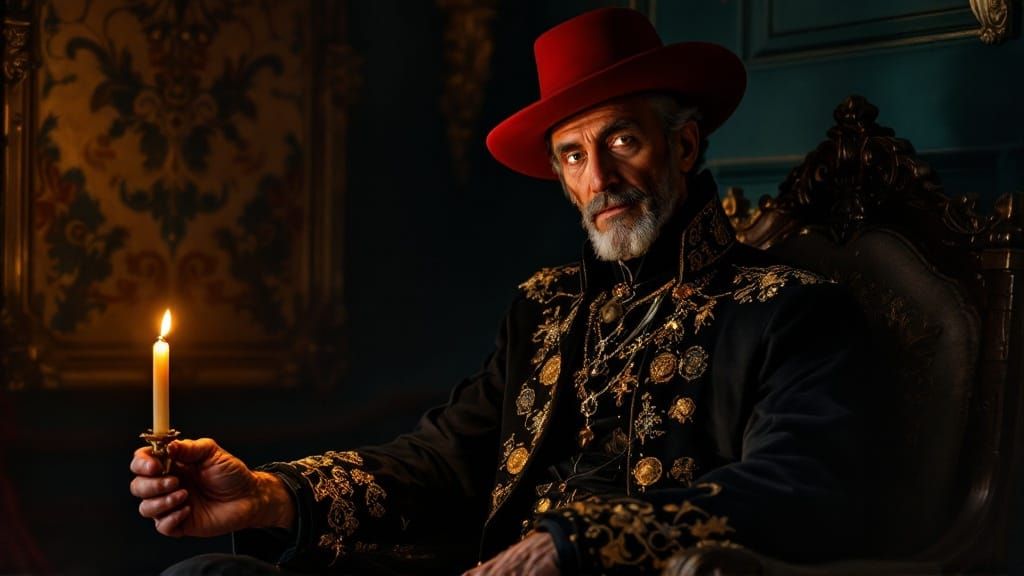 Hispanic Gentleman Portrait in Rococo Style