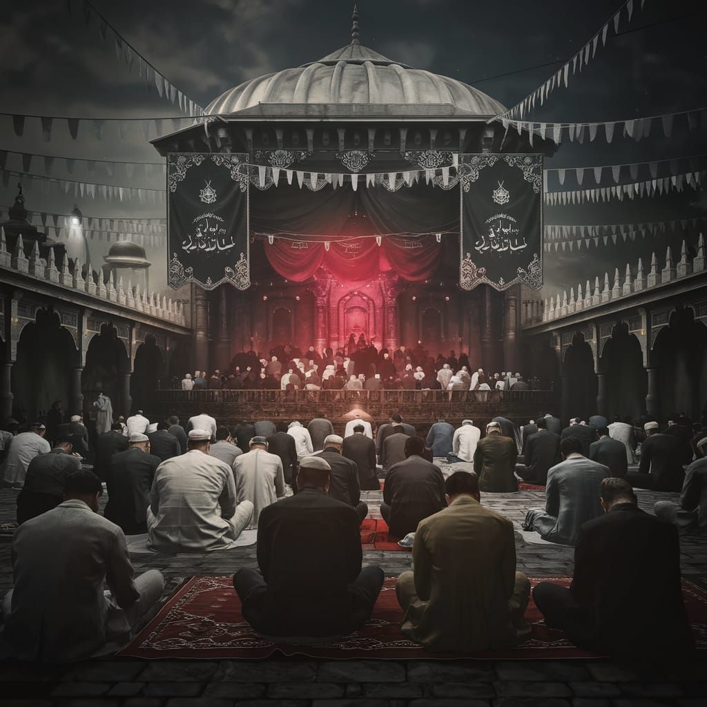 Mournful Gathering in Quetta, Pakistan: Matte Painting