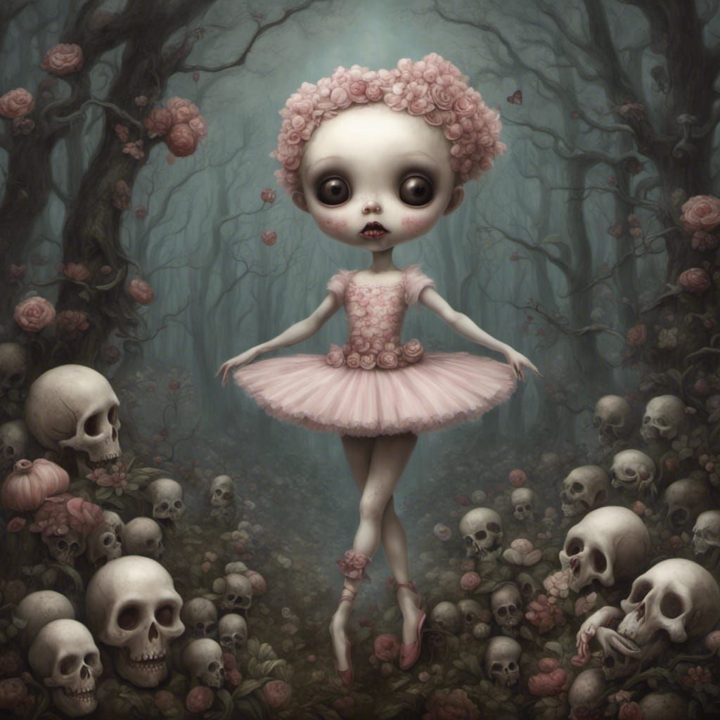 Creepy Zombie Ballerina Dancing in a Forest