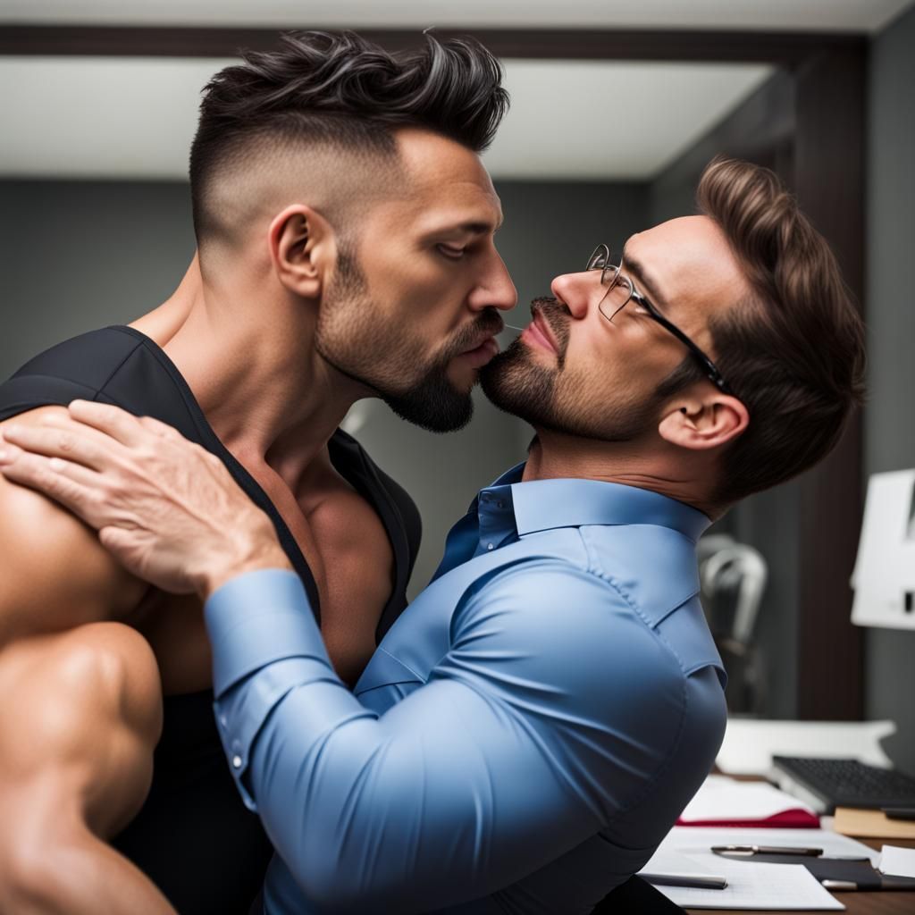 Muscle Boss Kissing Secretary: Professional Photography