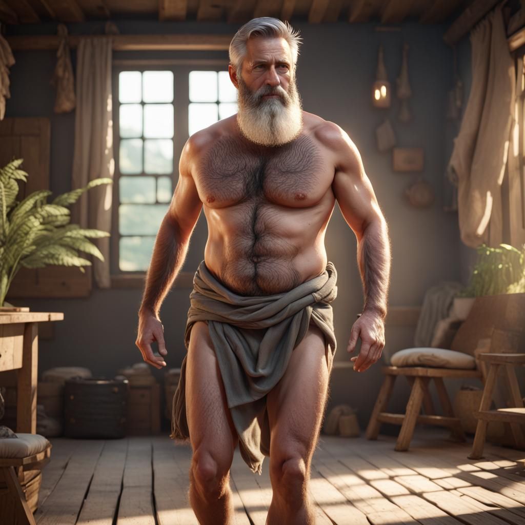 Bearded Man in Detailed 3D Game Art Style