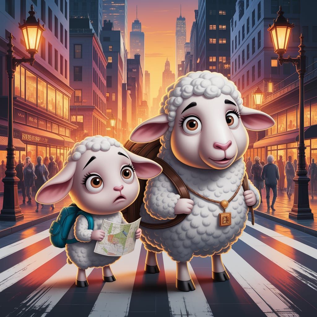 Lamb and Sheep Adventure in the City