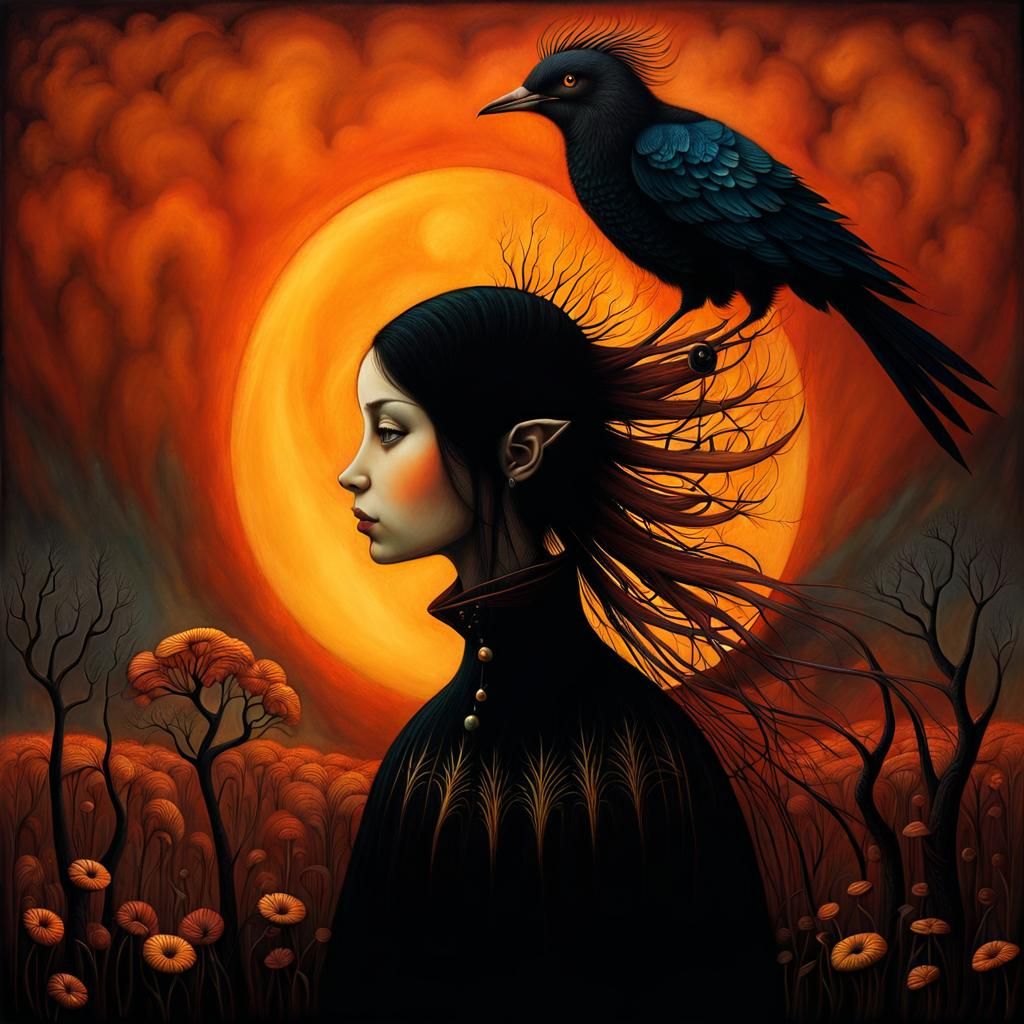 Emotional Portrait in Blazing Orange Sunset