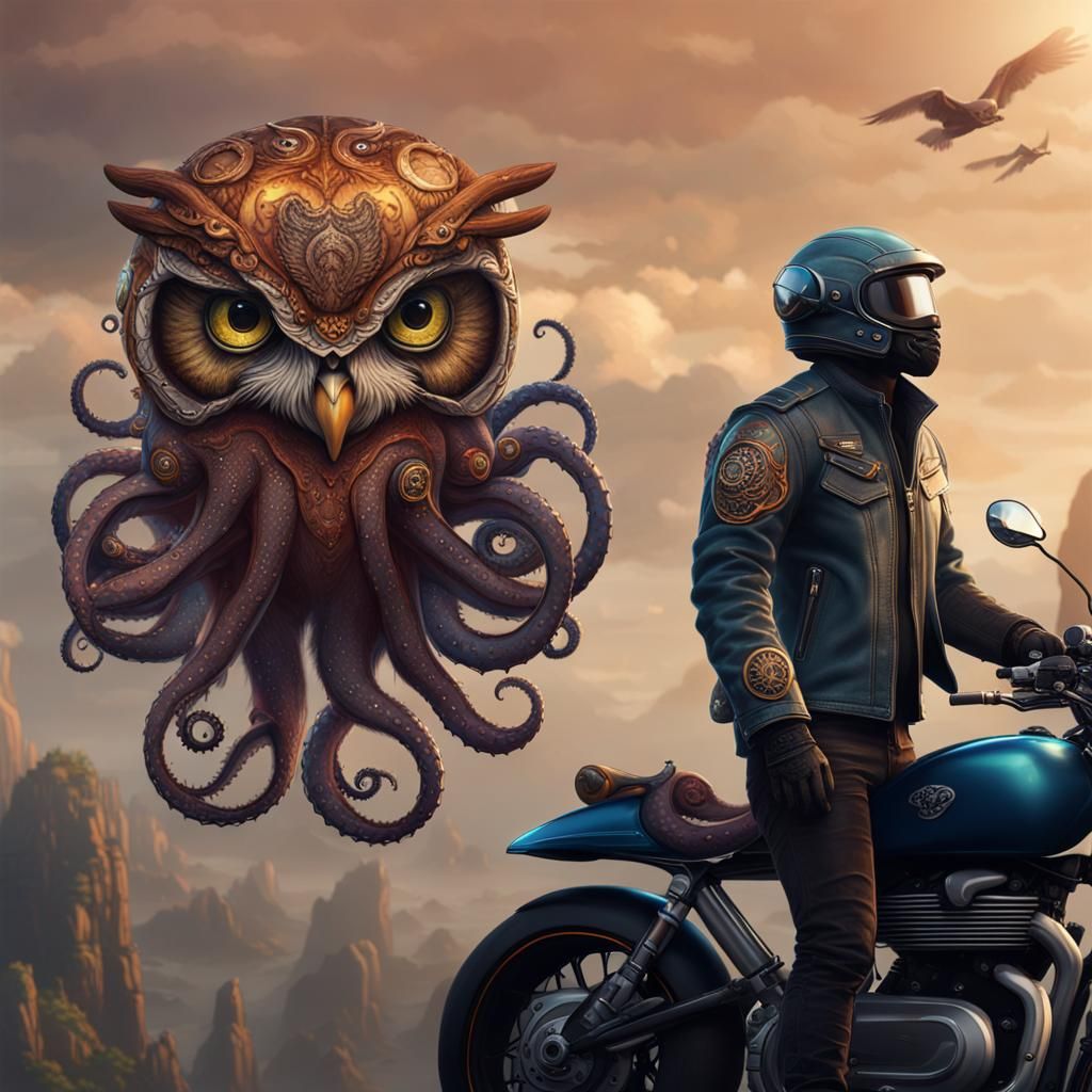 Owl Octopus Hybrid Design for Motorcycle Jacket