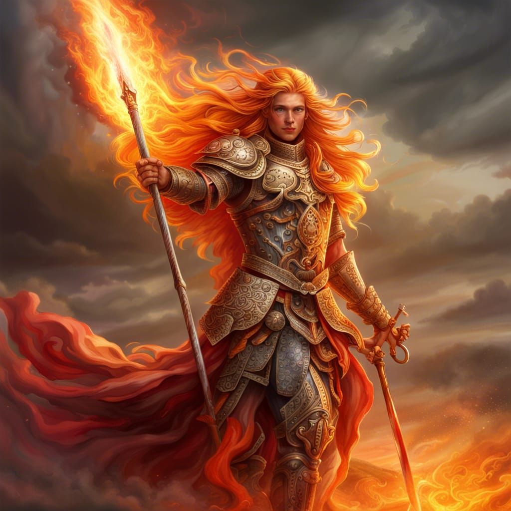 Fiery Centaur on Battlefield in Hyperrealistic Style