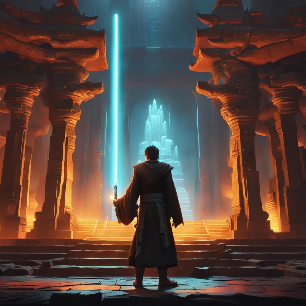 Dragon Jedi in Ancient Temple: Digital Matte Painting