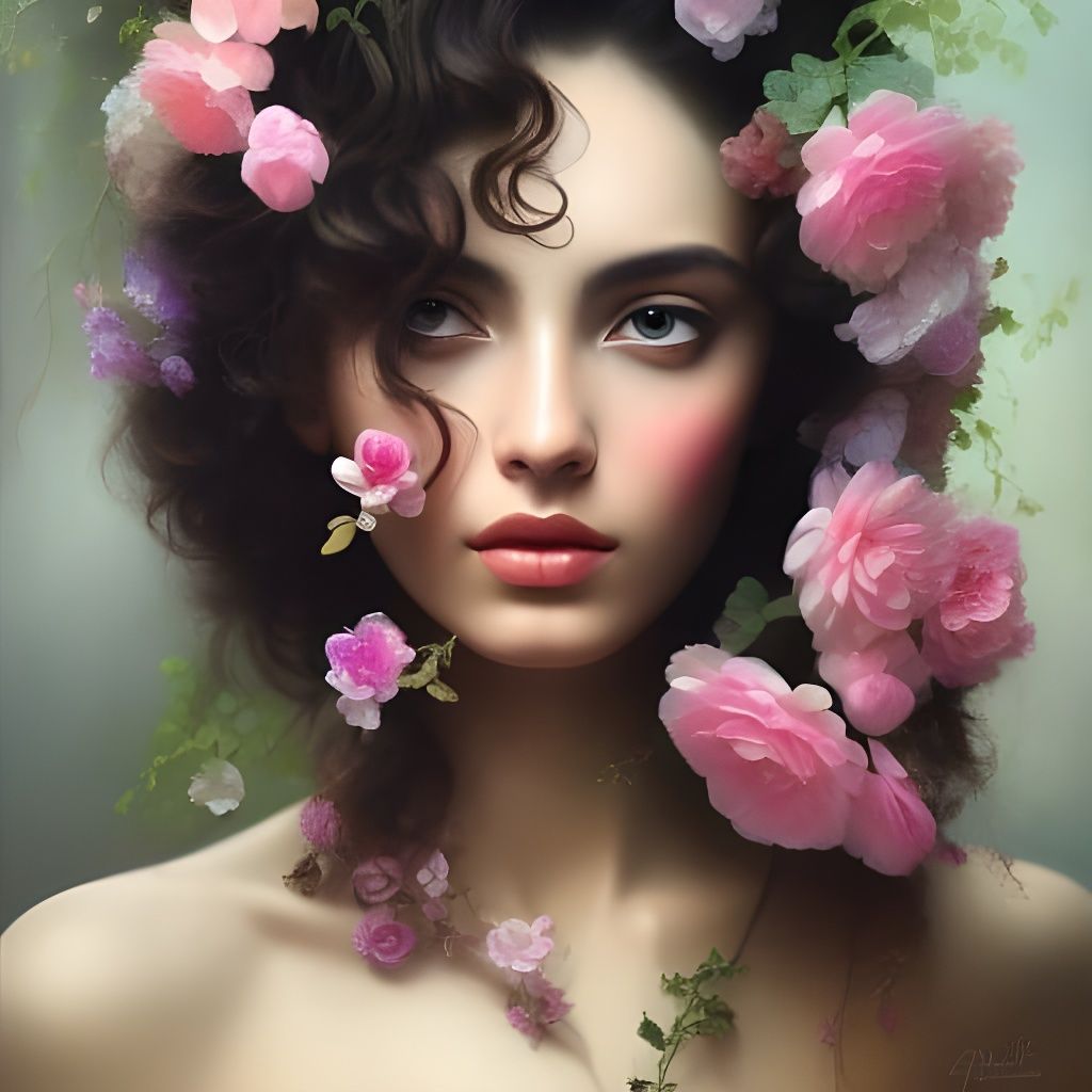 Pink Roses (My Imaginary Wife Series, Portrait #8)