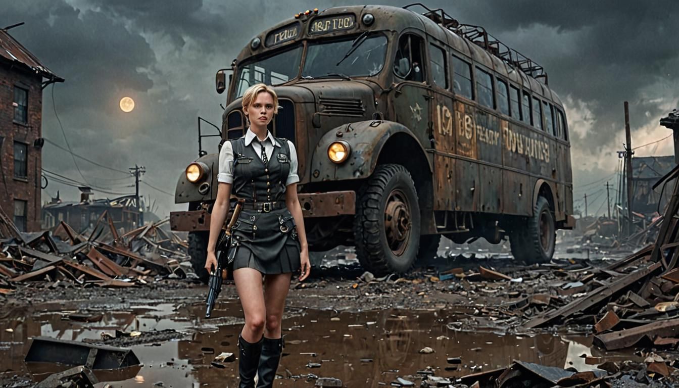 Steampunk Girl in Wasteland, Cinematic Lighting