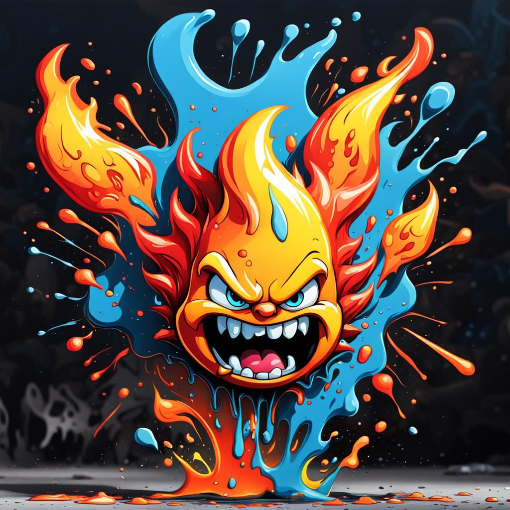 Angry cartoon flame