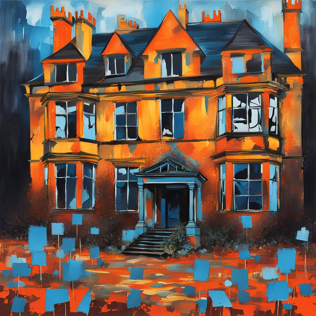 Derelict Manor House with Spectral Figures: Abstract Art