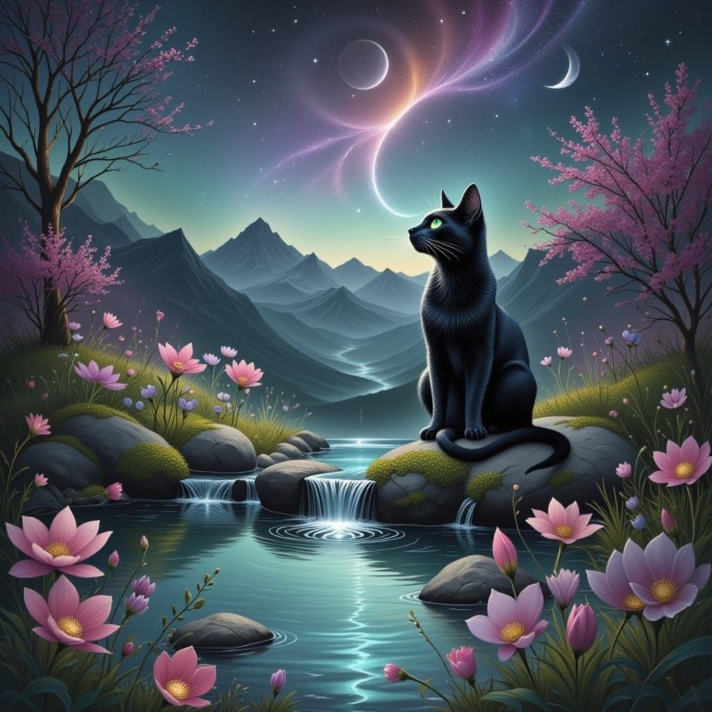 Bombay Cat's Mystical Wildflower Gaze 🐈✨