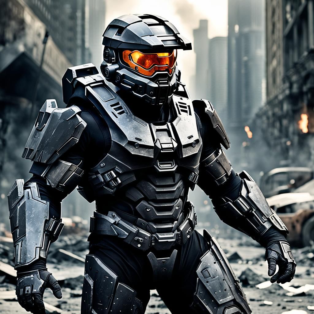 Halo Spartan in Destroyed Cityscape