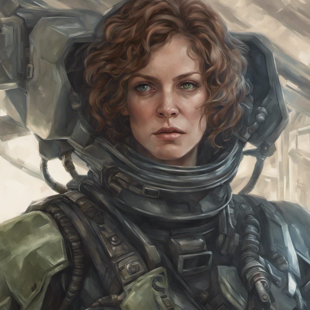 Elegant Ellen Ripley Portrait in Digital Illustration Style