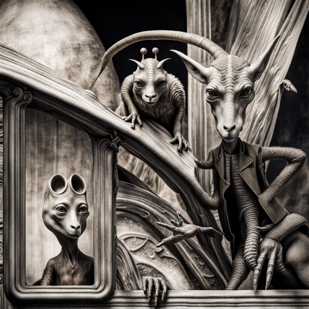 Surreal Alien Restaurant Celebration in Magical Realism