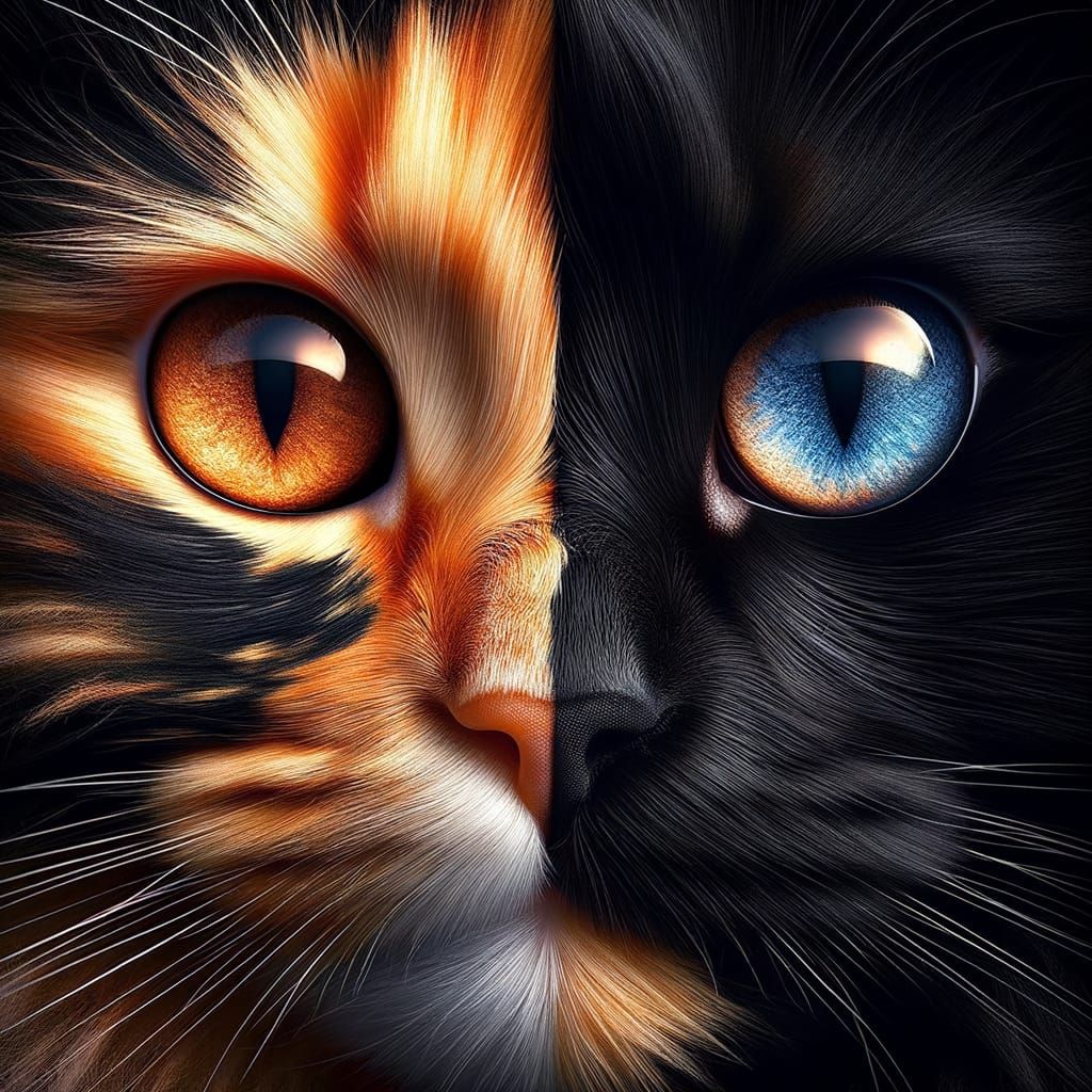 Stunning Tortoiseshell Cat Face in Extreme Macro