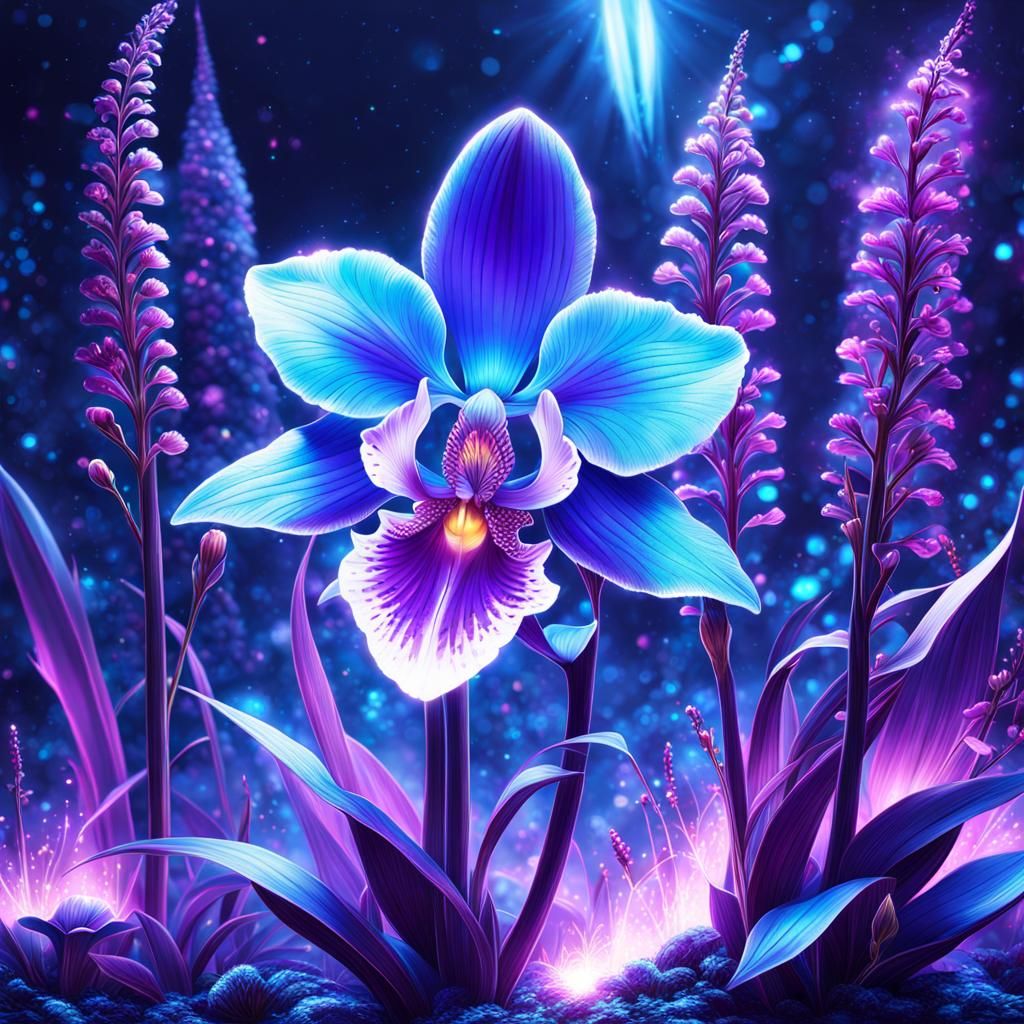 Bioluminescent Orchid Fantasy Illustration in 8K