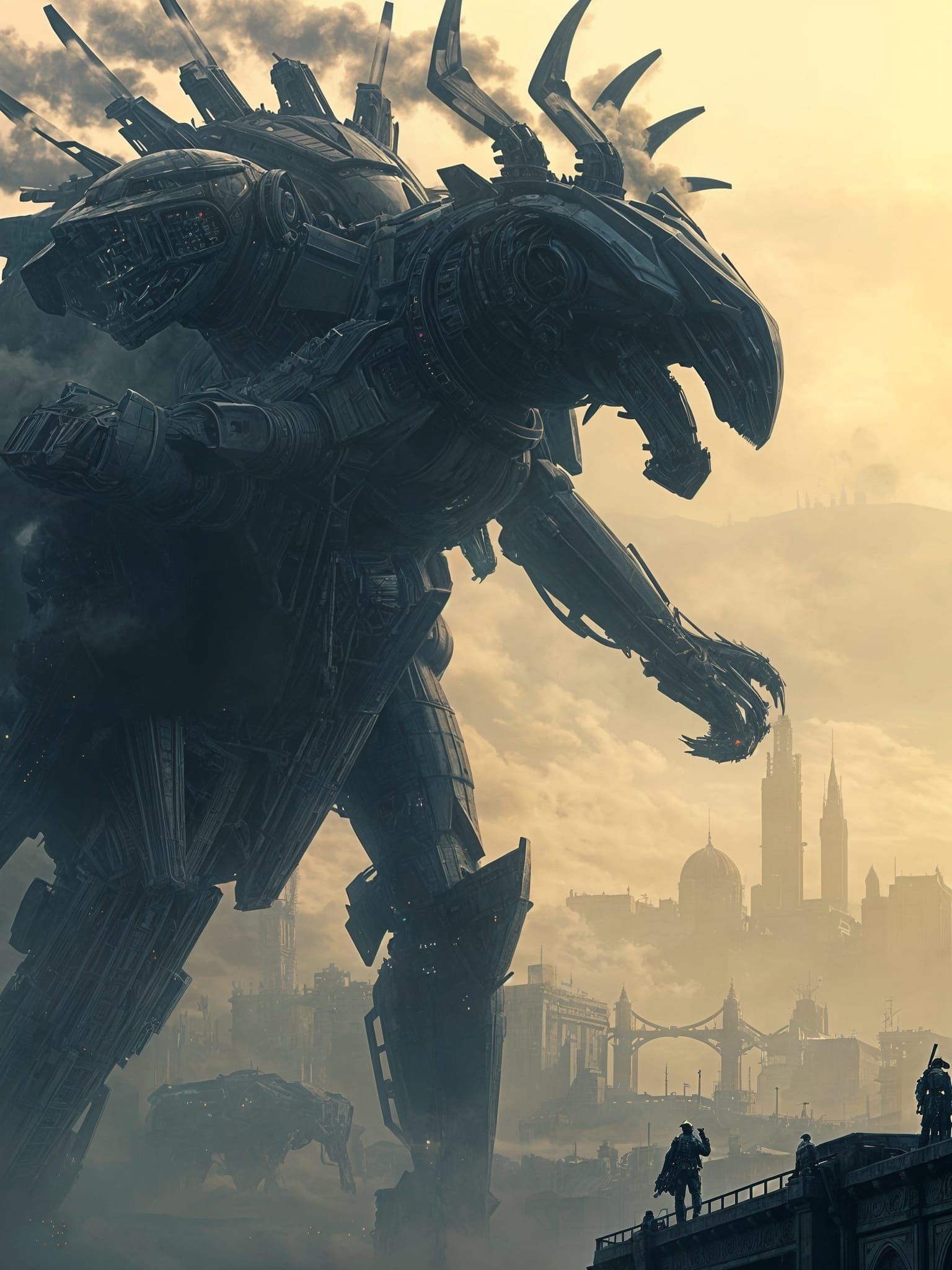 Epic Futuristic Cityscape in Gothic Sci-Fi Style