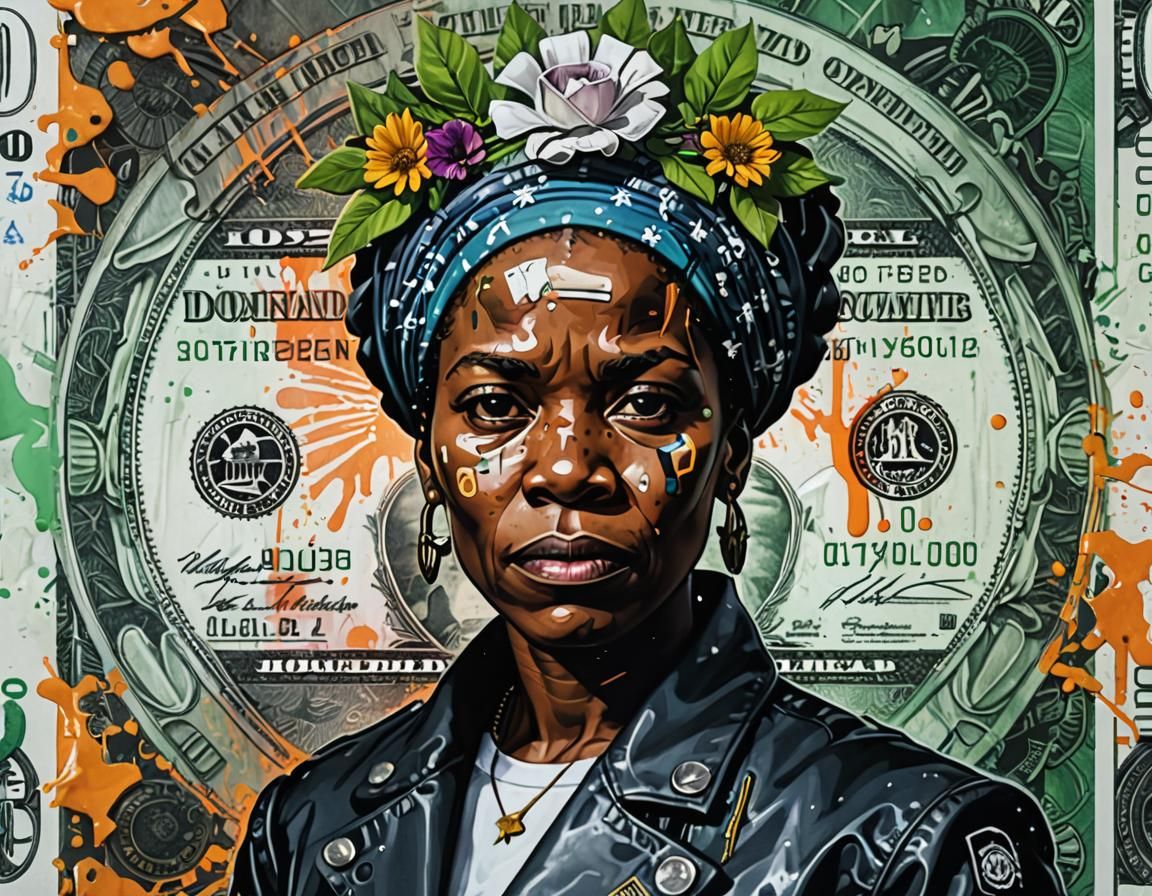 Cyberpunk Harriet Tubman Hundred Dollar Bill
