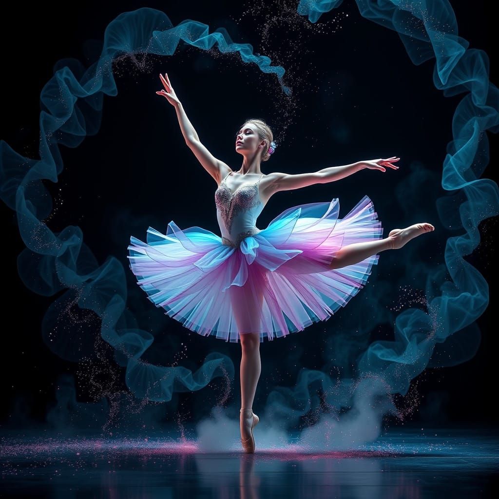 Ethereal Ballerina in Dreamlike Split Pose