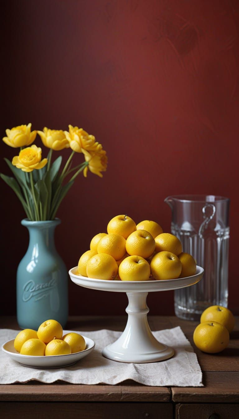 Classic Still Life Photography with Red and Yellow Delights