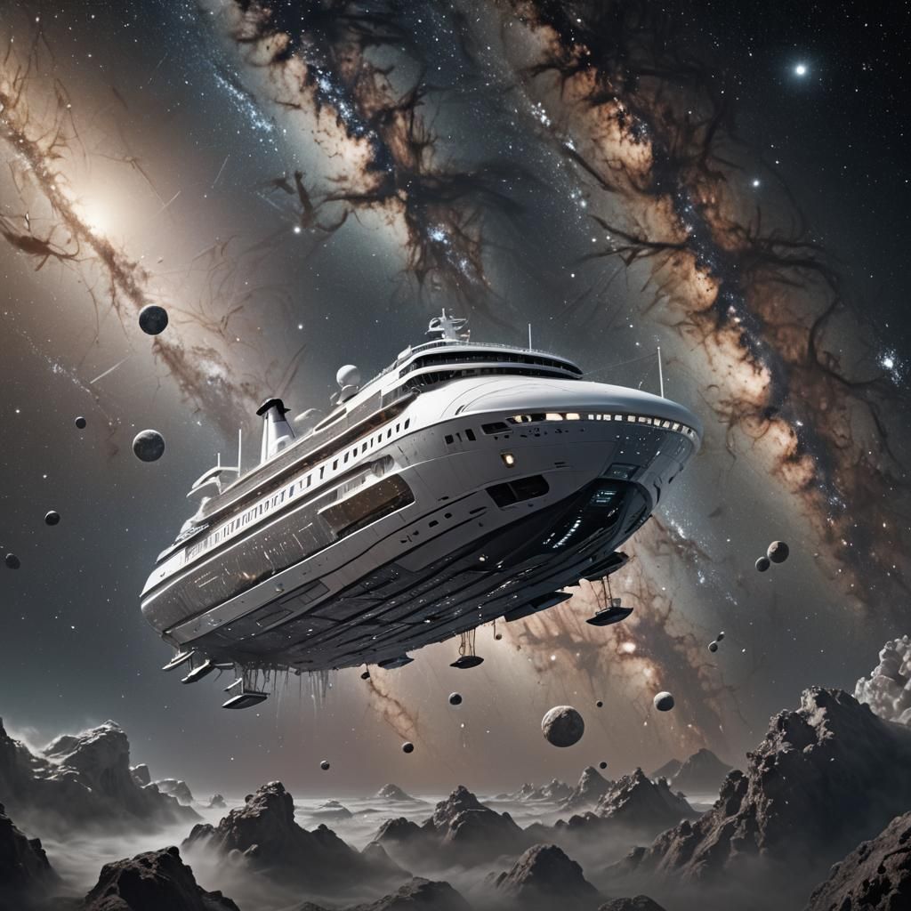 Cruise Ship Surfing the Milky Way