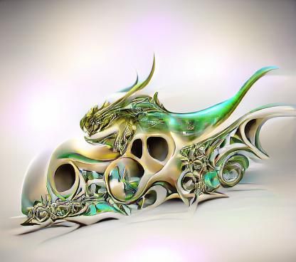 Art Nouveau Dragon Skull Illustration