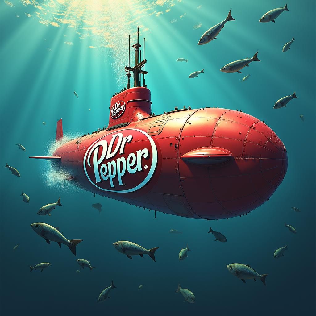 Dr. Pepper Submarine in Retro-Futuristic Style