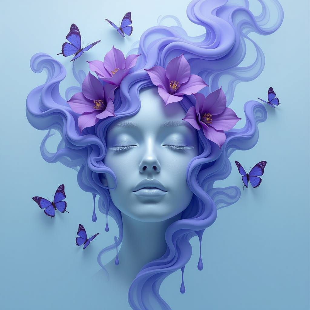 Surreal Face Melts Into Smoke With Butterflies