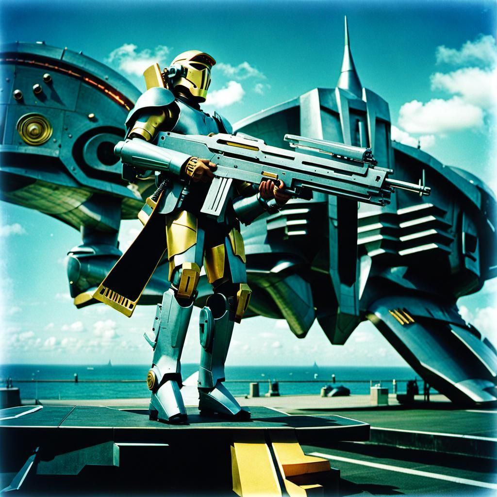 Sci-Fi Valkyrie with Mecha Armor and Blade Rifle